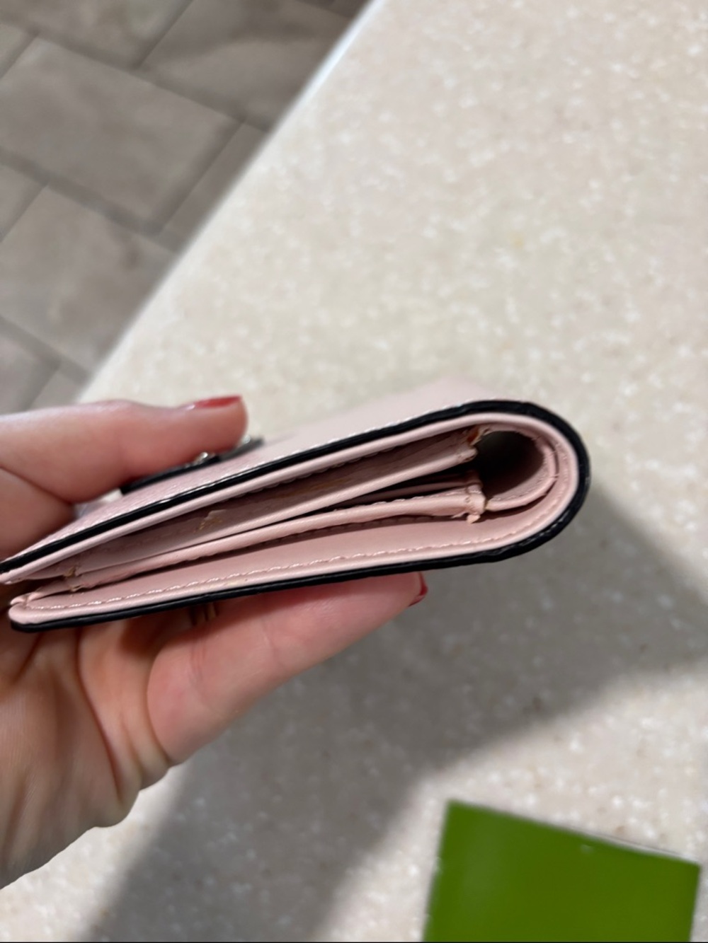 kate spade pale pink pebbled wallet with gold plaque - Picture 11 of 13